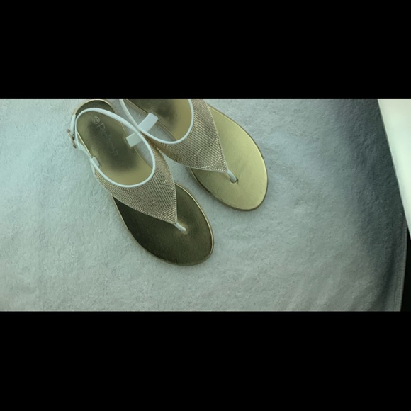 White and Gold Jelly Sandals - Picture 2 of 3